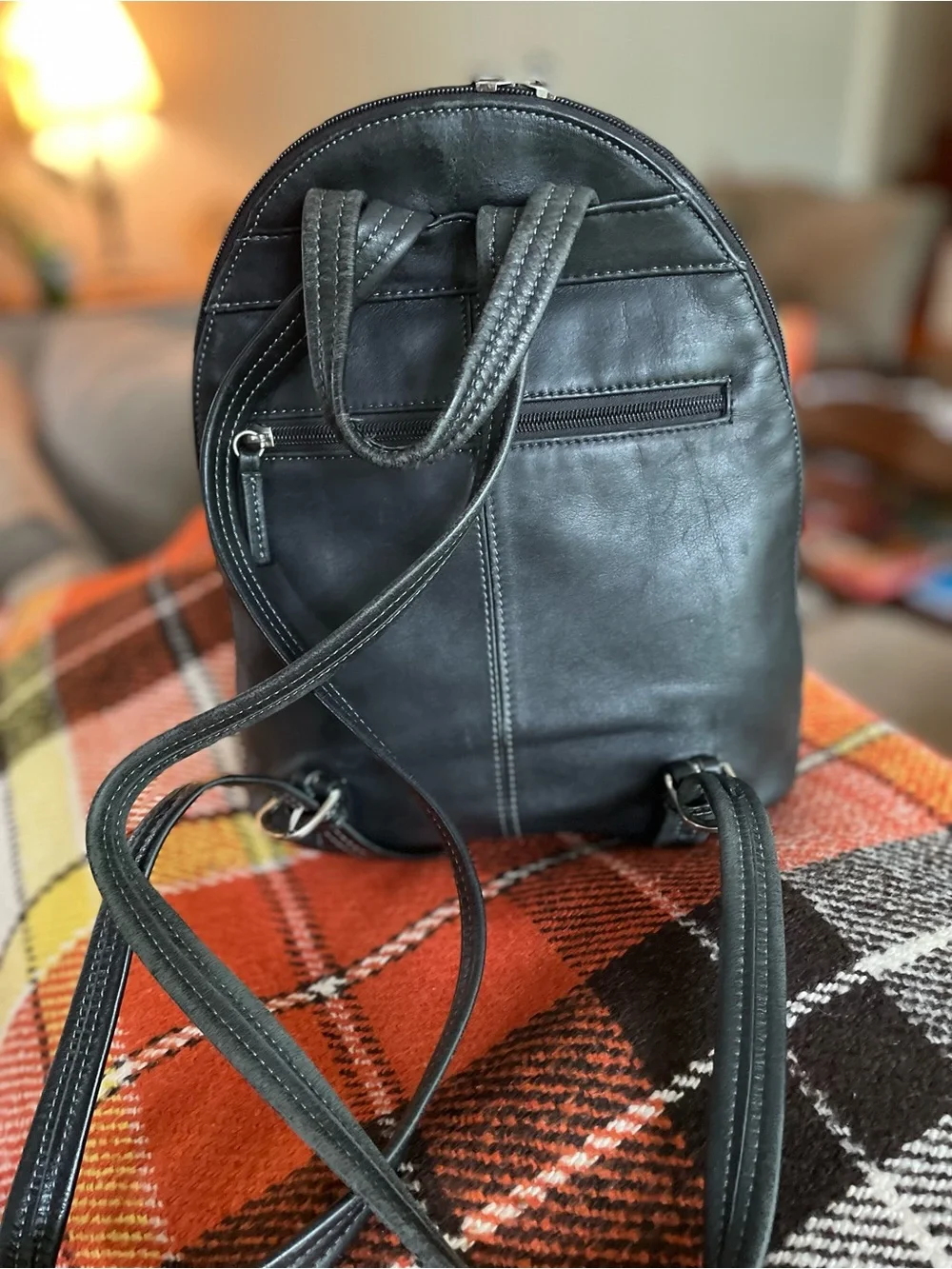 Tignanello Black Leather Backpack